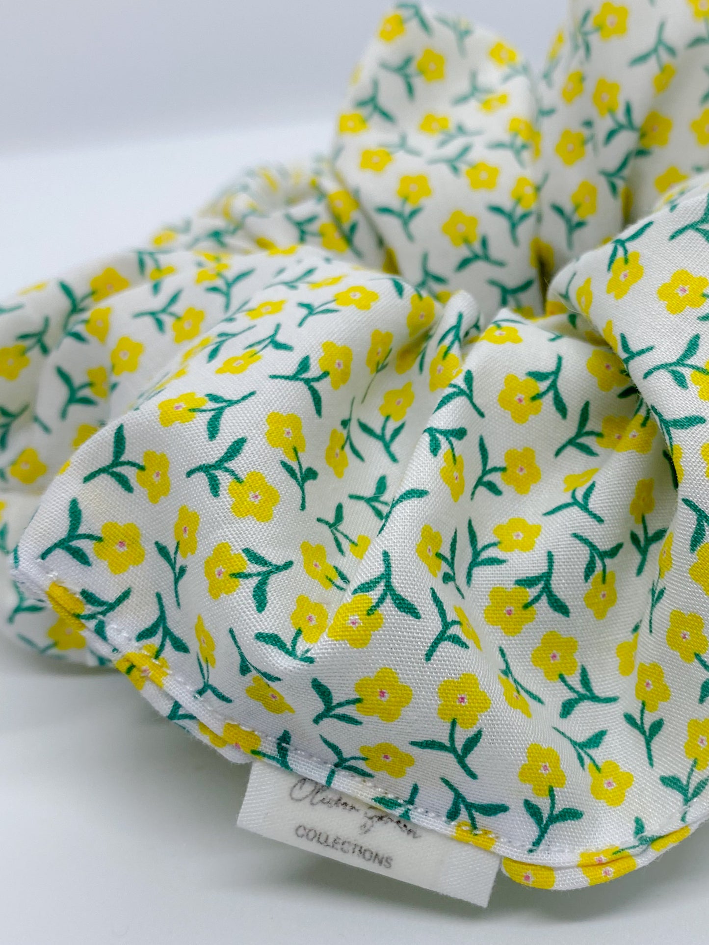 XL "Green & Gold Flower" Scrunchie
