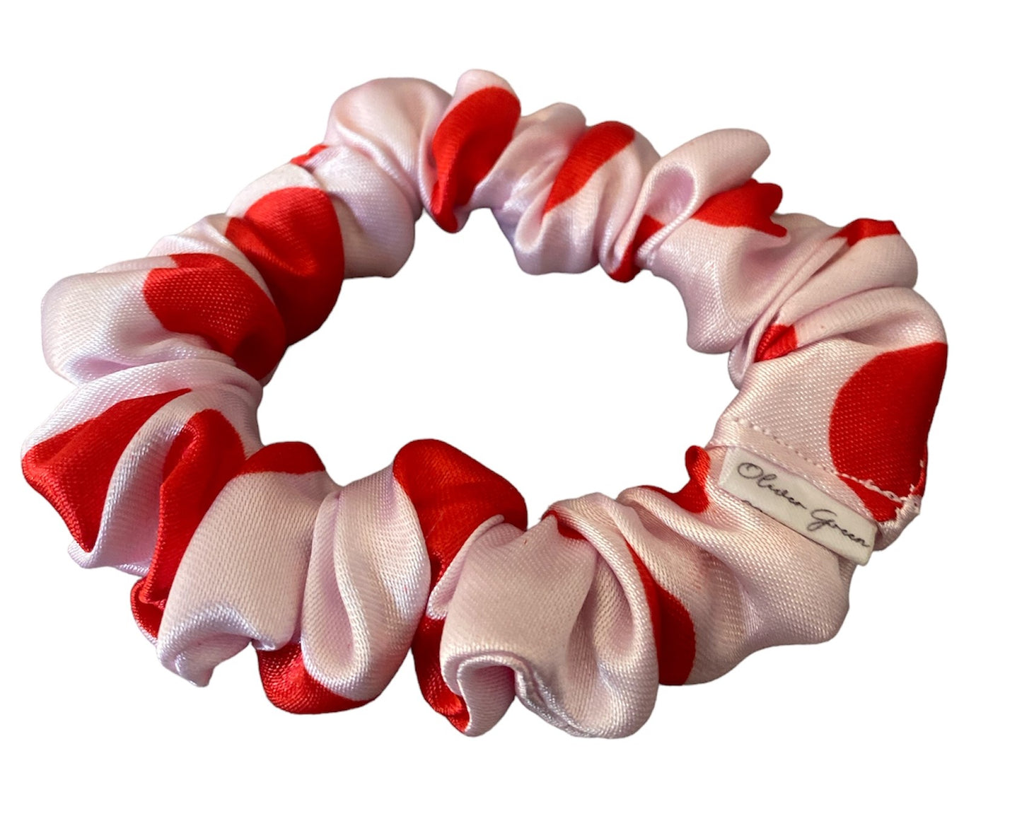 Skinny "White with Red Polkadots" Scrunchie