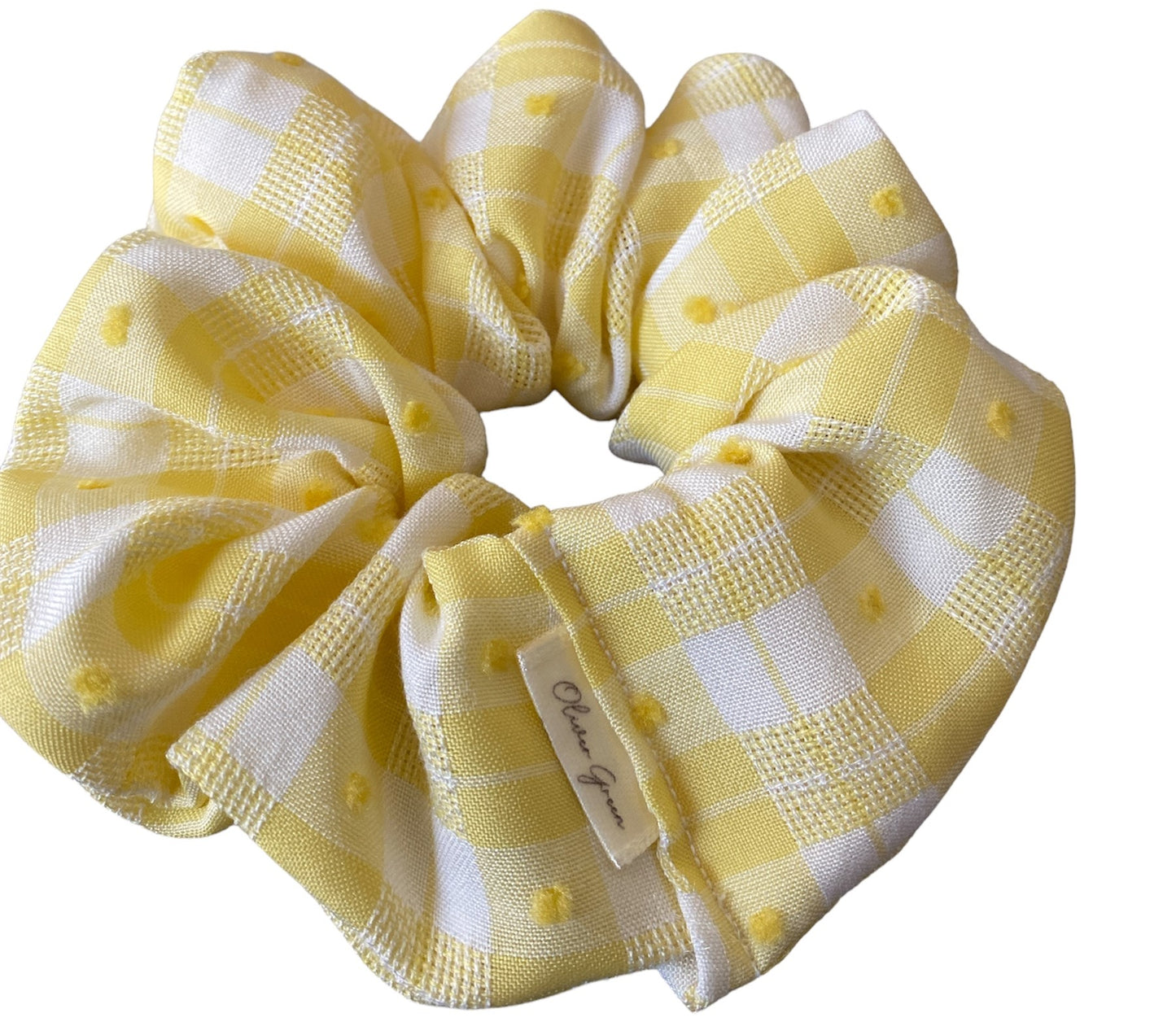 Medium "Yellow & White Gingham" Scrunchie