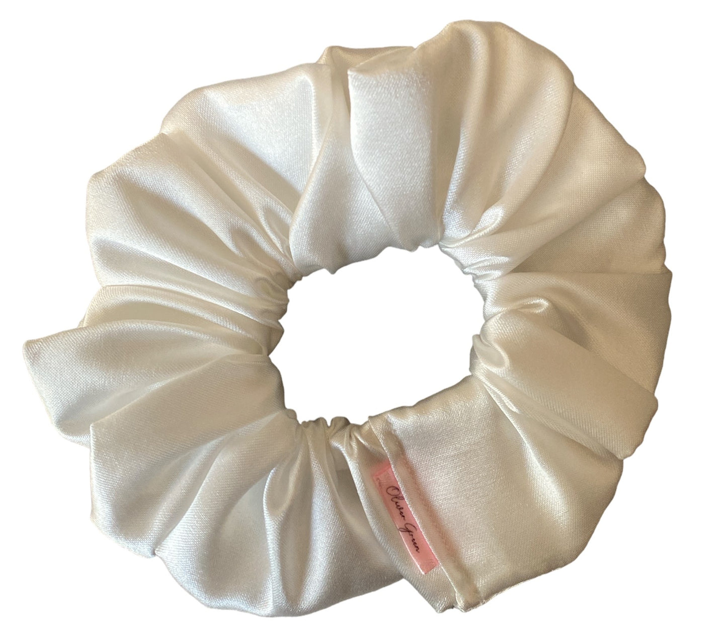 Medium "White Satin" Scrunchie