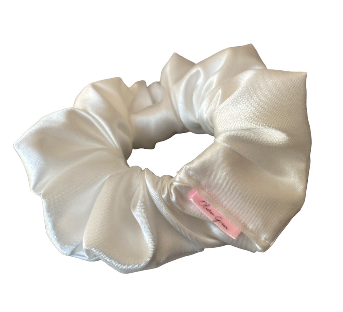 Medium "White Satin" Scrunchie