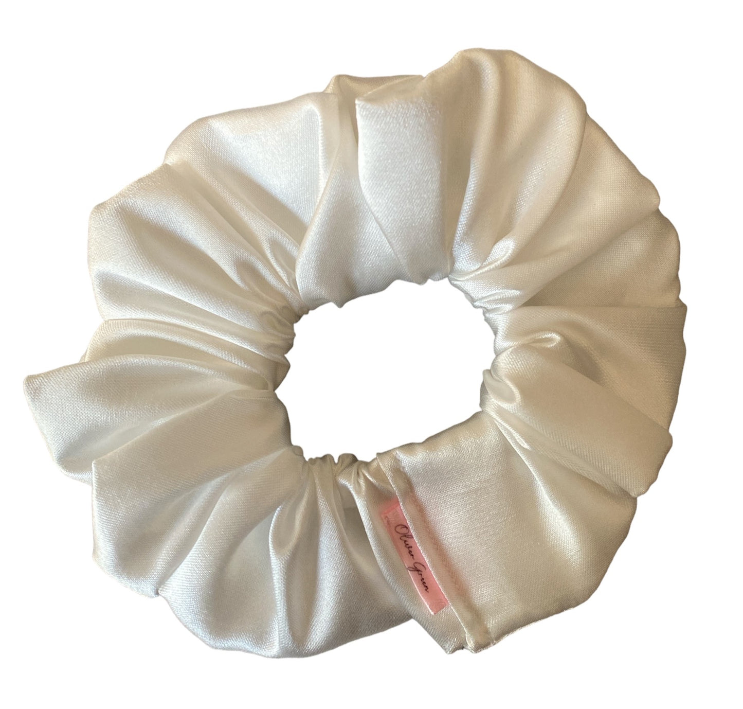 Medium "White Satin" Scrunchie
