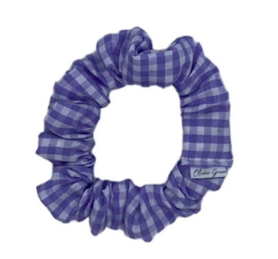 Skinny "Pastel Purple Gingham" Scrunchie