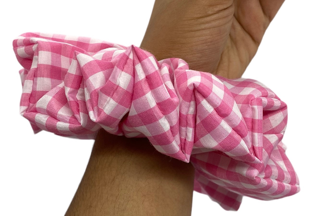 XL "Pastel Pink & White Gingham" Scrunchie