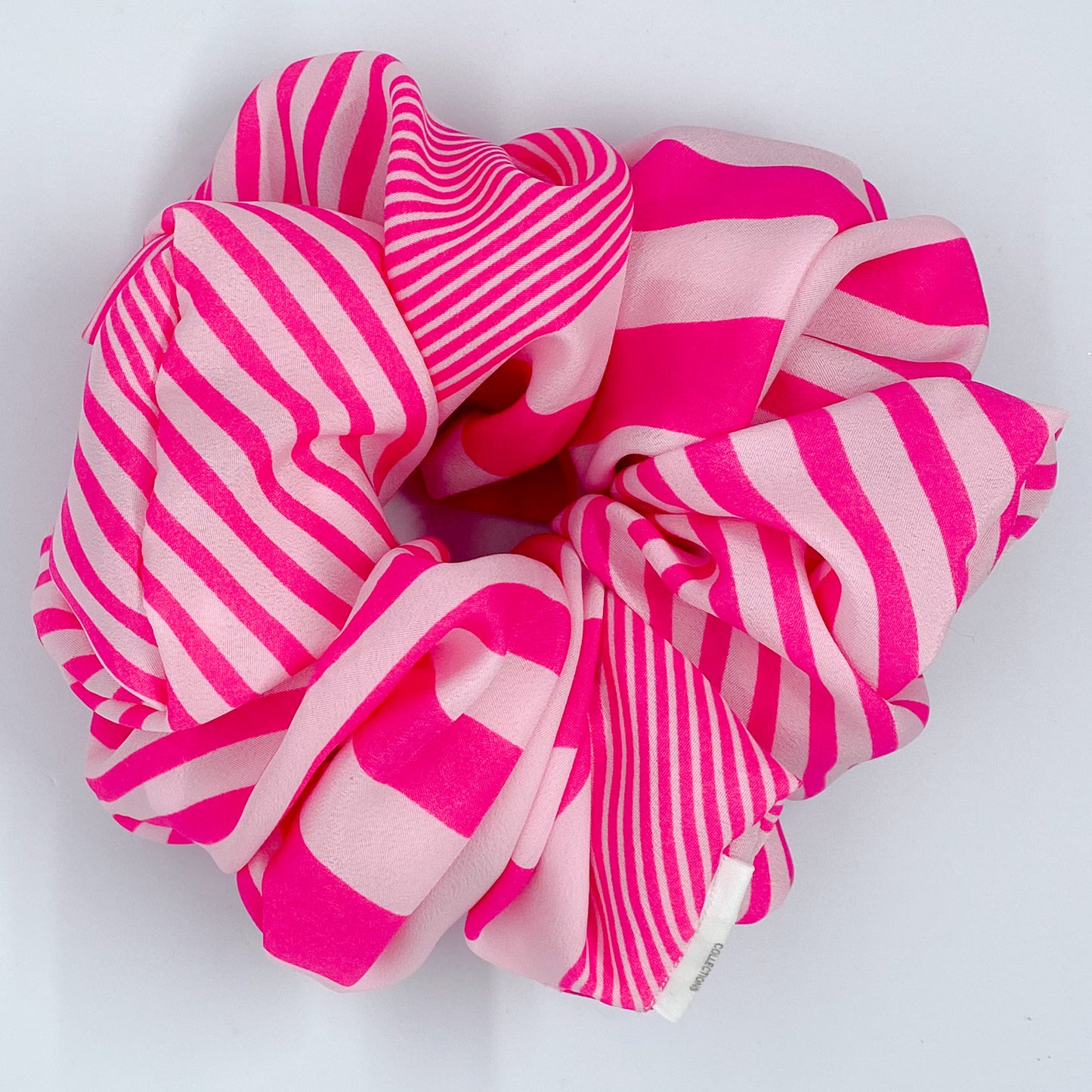 XL Chiffon "Pink & White" Scrunchie