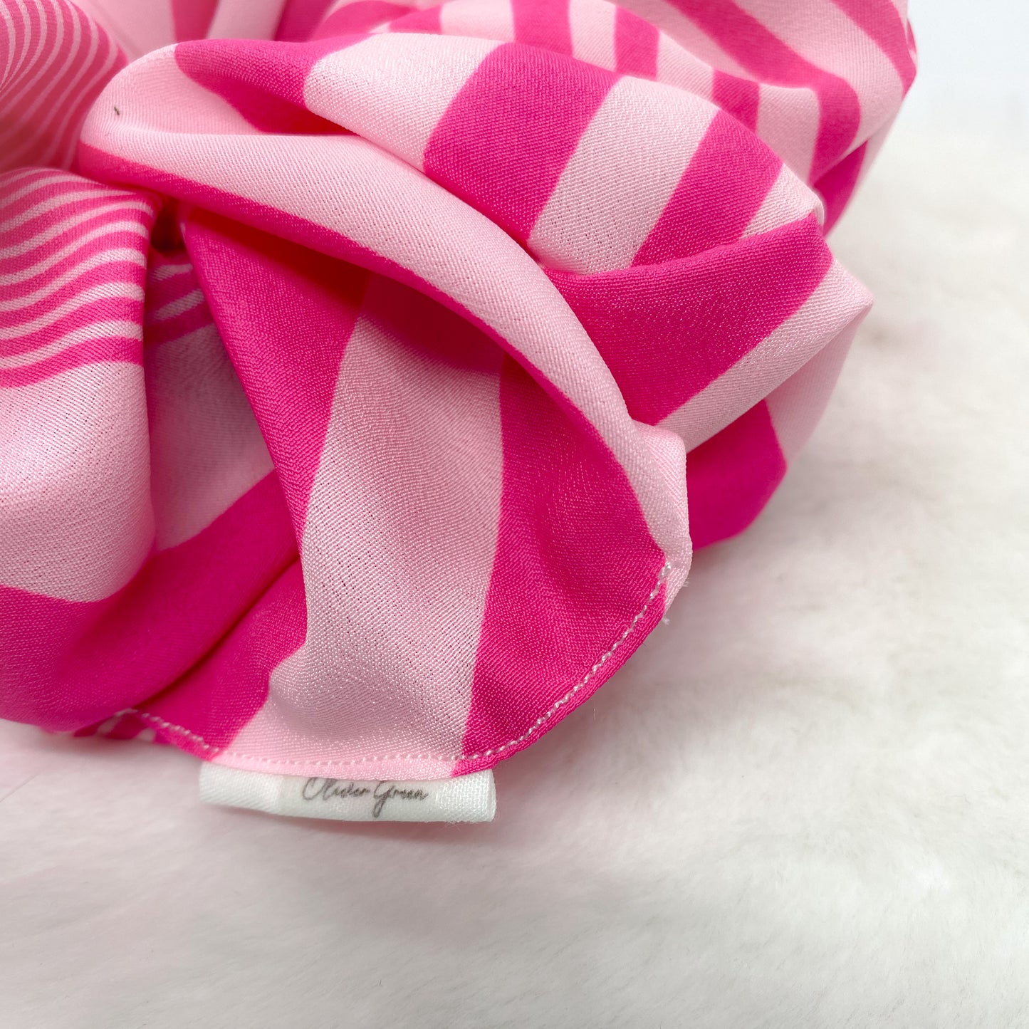 XL Chiffon "Pink & White" Scrunchie