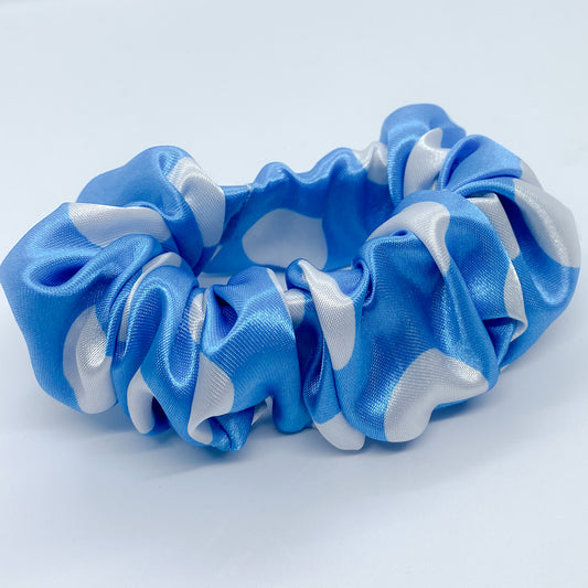 Medium "Blue with White Polkadots" Scrunchie