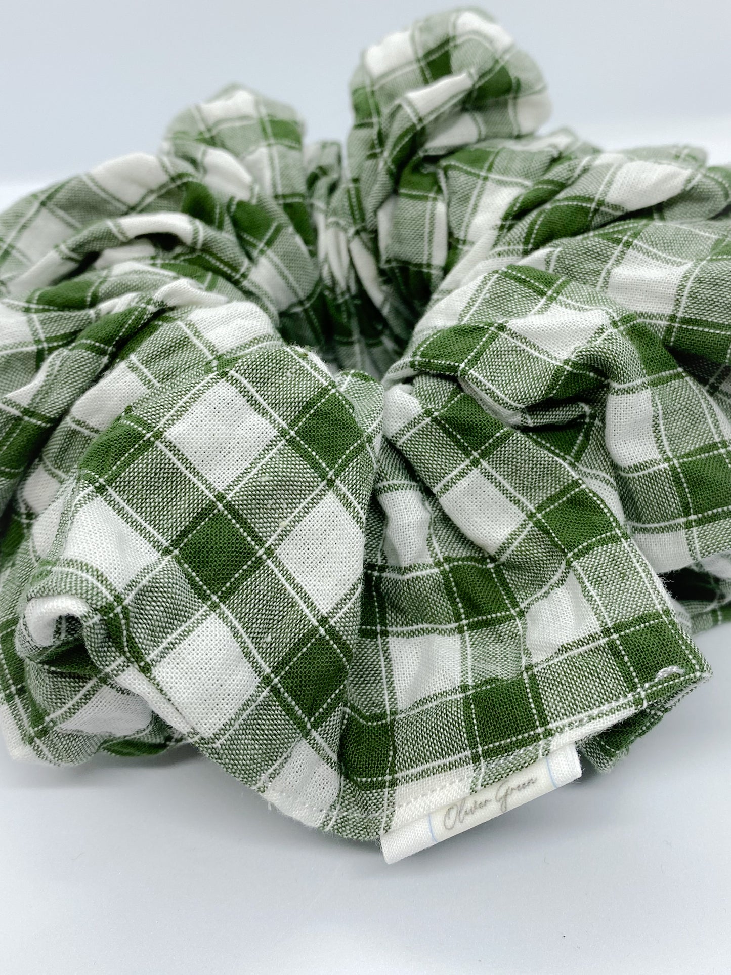 XL "Olive Gingham" Scrunchie