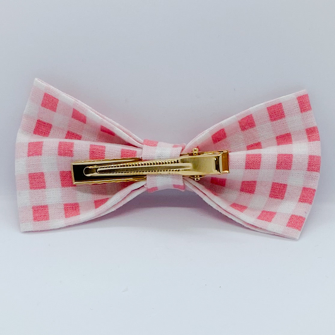 Tuxedo Hair Bow "Pink Gingham"