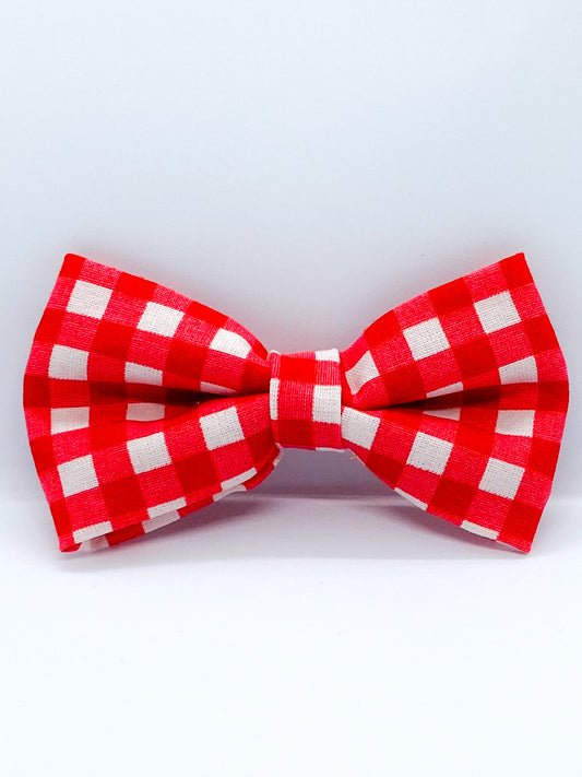 Tuxedo Hair Bow "Red Gingham"