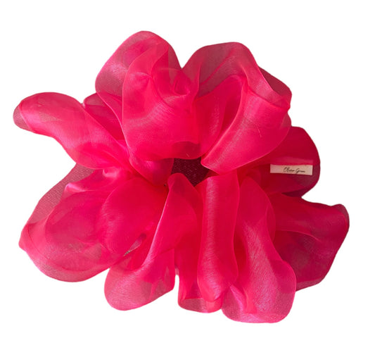 XL Hot Pink Sheer Scrunchie