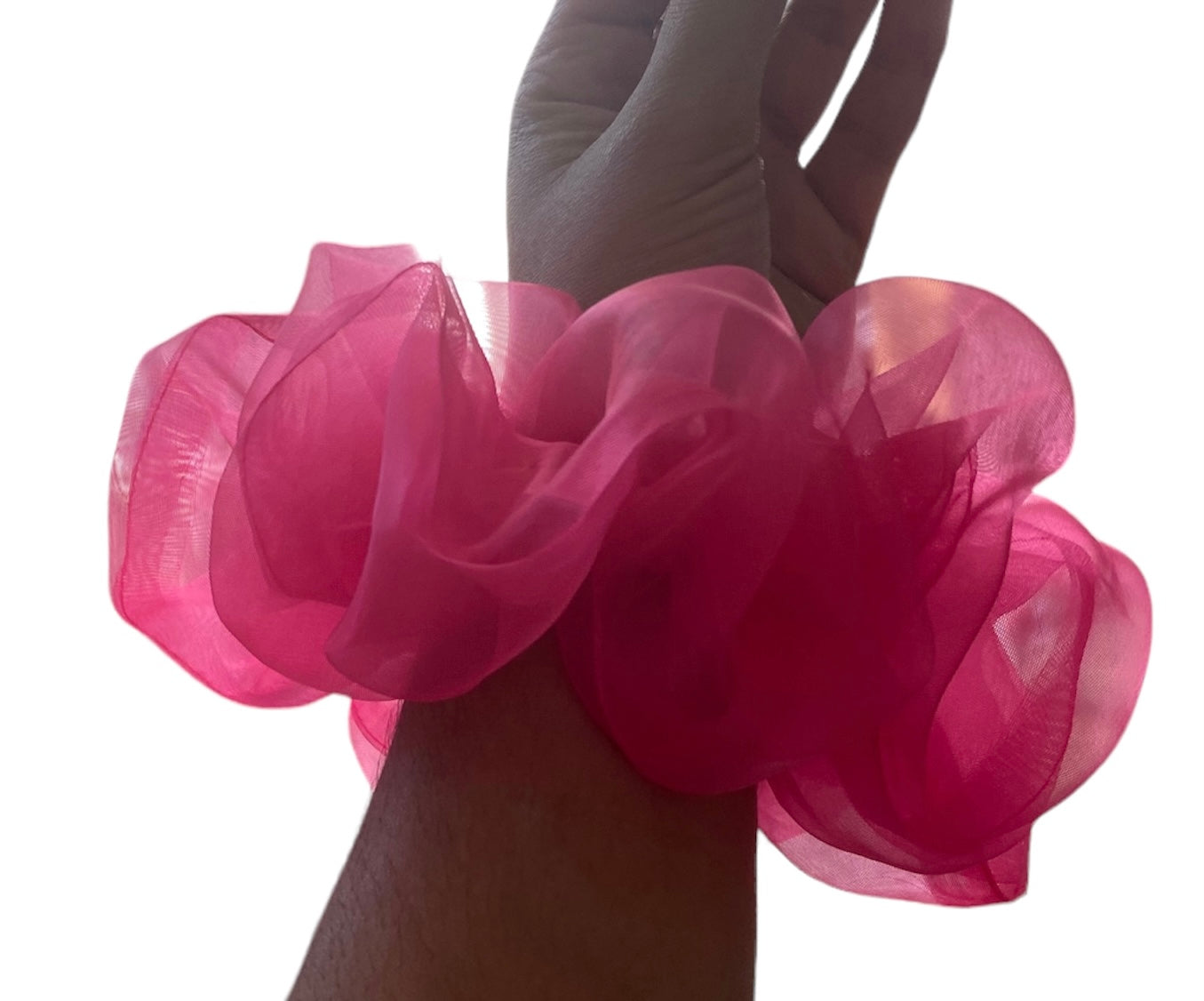 XL Hot Pink Sheer Scrunchie