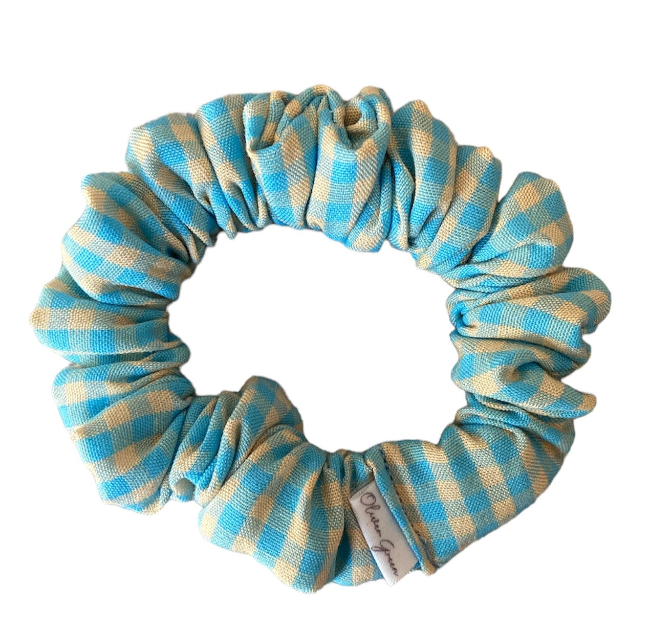 Skinny "Blue & Yellow Gingham" Scrunchie