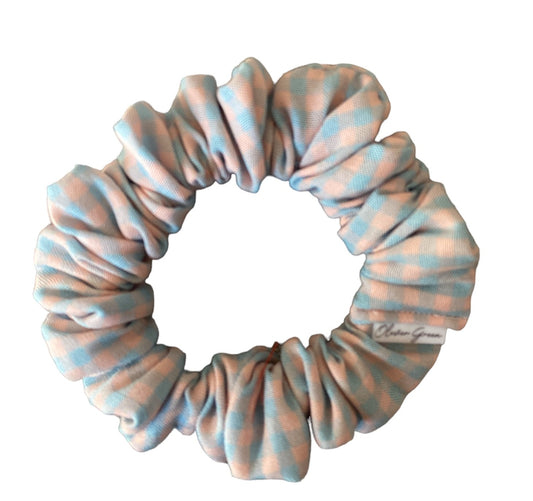 Skinny "Pink & Blue Gingham" Scrunchie