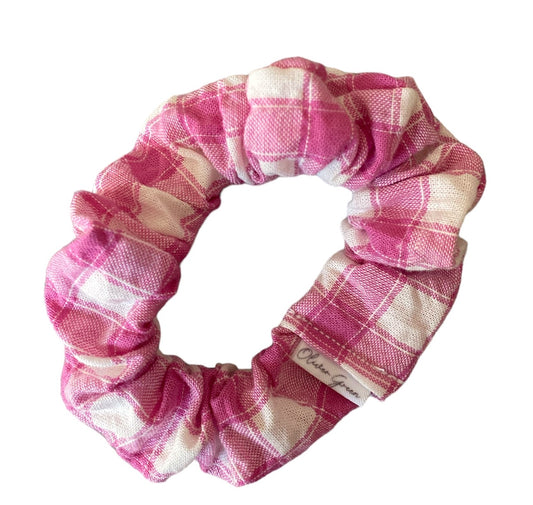 Skinny "Pink Gingham" Scrunchie