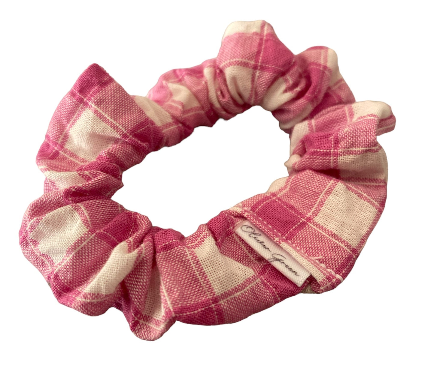 Skinny "Pink Gingham" Scrunchie