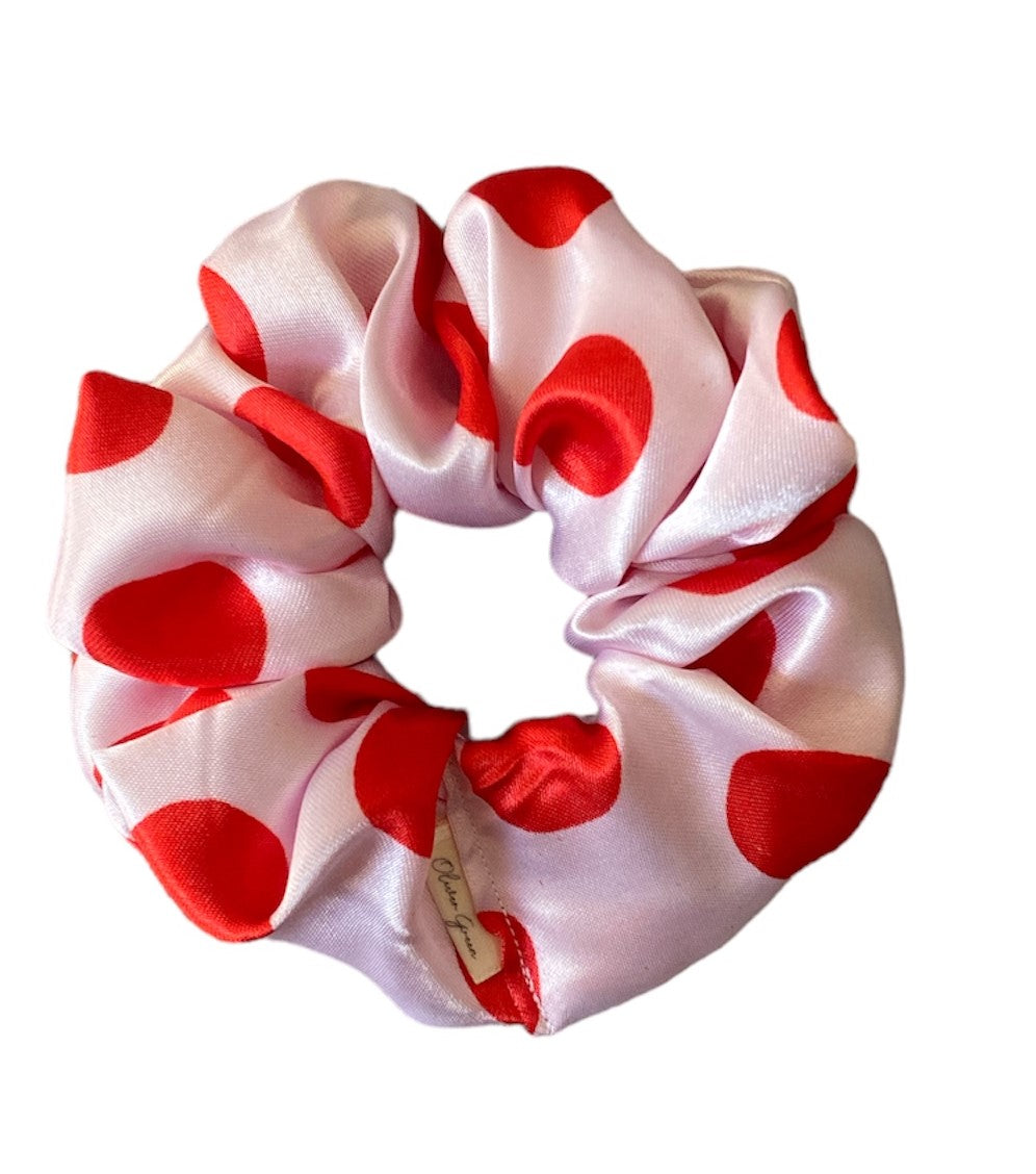 Medium "White with Red Polkadots" Scrunchie