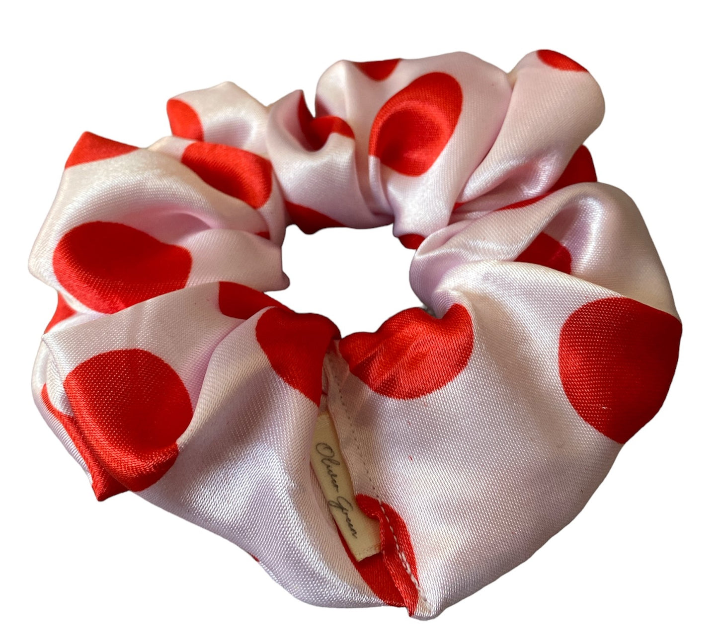 Medium "White with Red Polkadots" Scrunchie