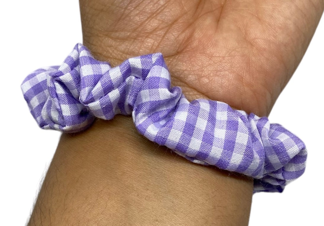 Skinny "Pastel Purple Gingham" Scrunchie