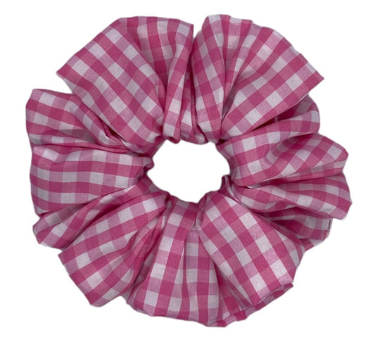 XL "Pastel Pink & White Gingham" Scrunchie