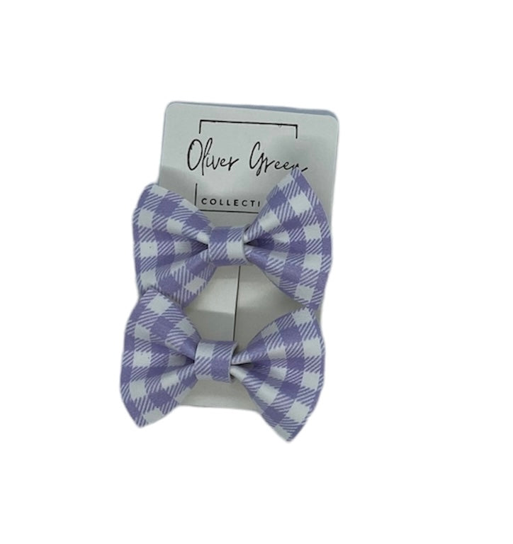 Gingham Pastel Purple Bow