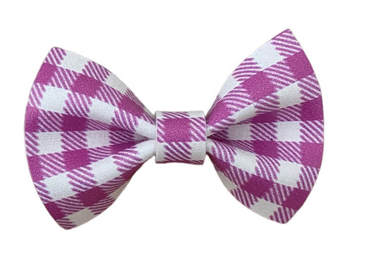 Gingham Purple Bow